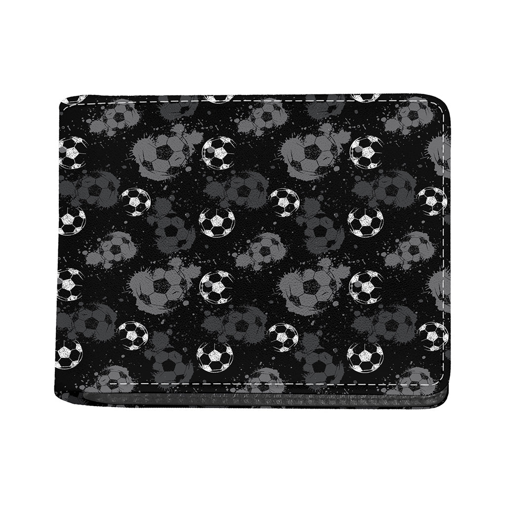 Grunge Soccer Ball Pattern Print Bifold Wallet