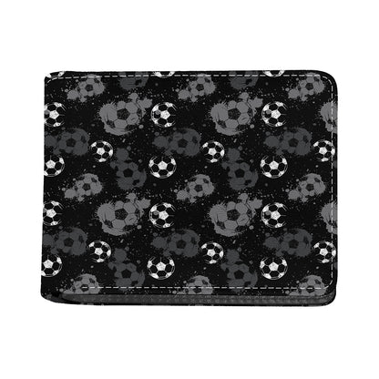Grunge Soccer Ball Pattern Print Bifold Wallet