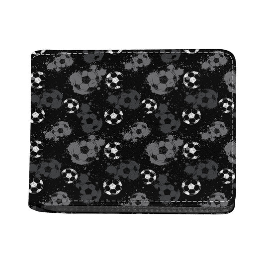 Grunge Soccer Ball Pattern Print Bifold Wallet