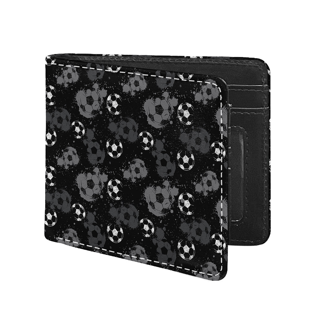 Grunge Soccer Ball Pattern Print Bifold Wallet