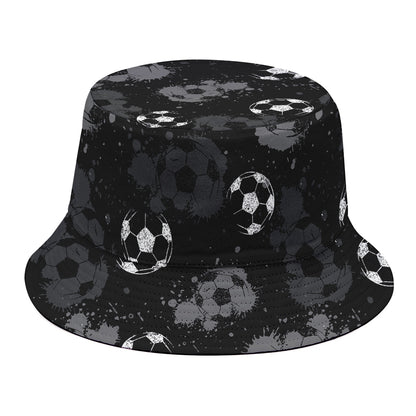 Grunge Soccer Ball Pattern Print Bucket Hat