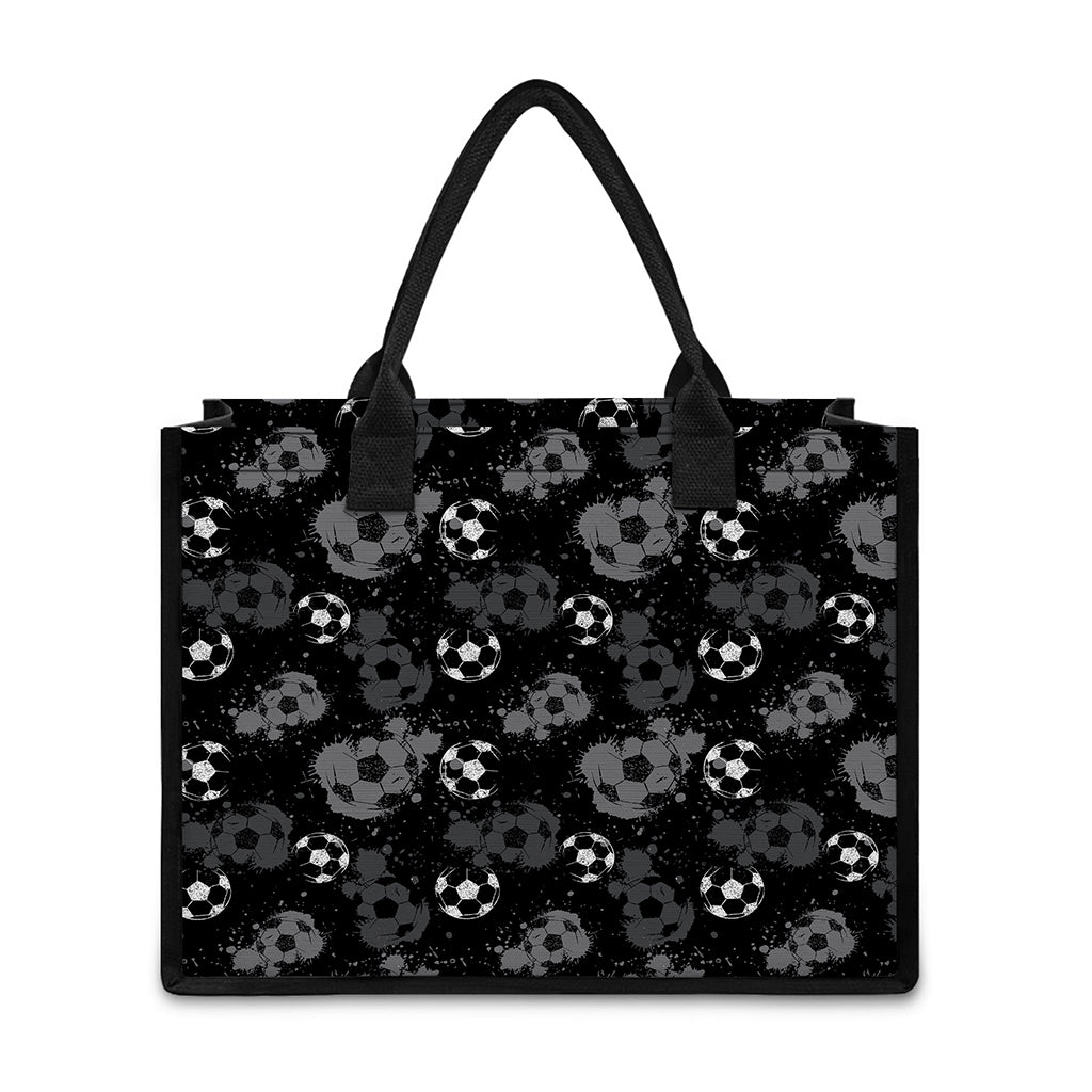 Grunge Soccer Ball Pattern Print Canvas Tote Bag