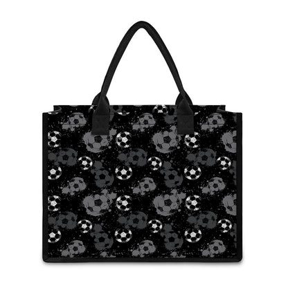 Grunge Soccer Ball Pattern Print Canvas Tote Bag