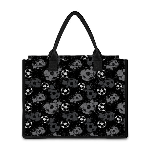 Grunge Soccer Ball Pattern Print Canvas Tote Bag