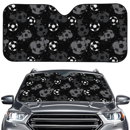 Grunge Soccer Ball Pattern Print Car Windshield Sun Shade
