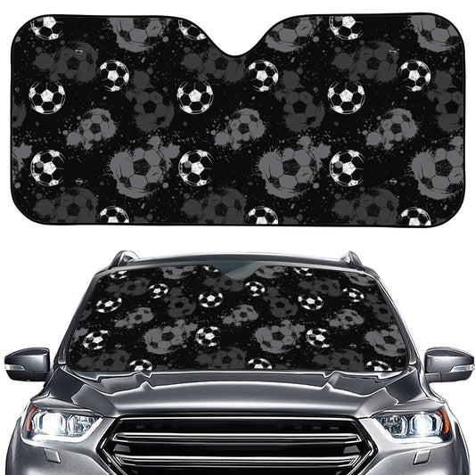 Grunge Soccer Ball Pattern Print Car Windshield Sun Shade