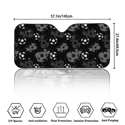 Grunge Soccer Ball Pattern Print Car Windshield Sun Shade