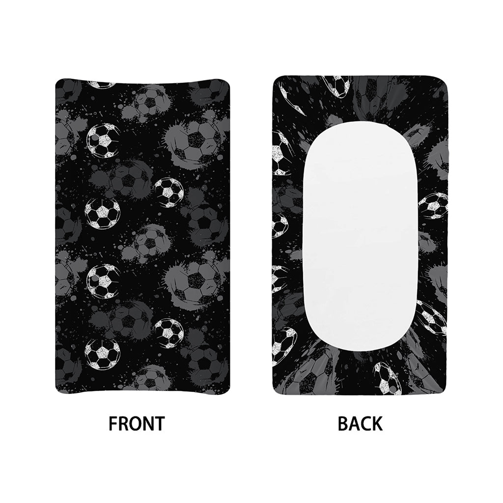 Grunge Soccer Ball Pattern Print Changing Pad Cover