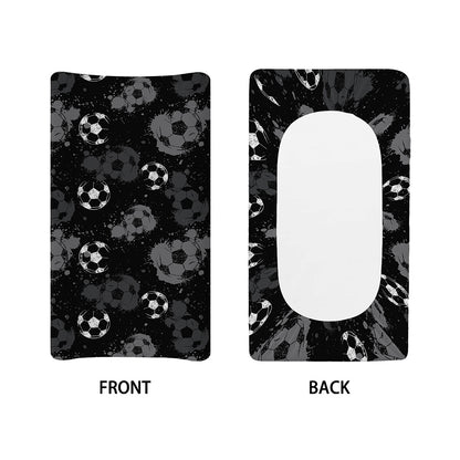 Grunge Soccer Ball Pattern Print Changing Pad Cover