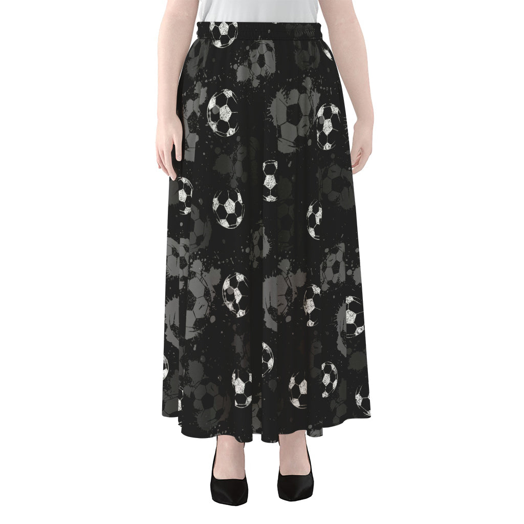 Grunge Soccer Ball Pattern Print Chiffon Maxi Skirt