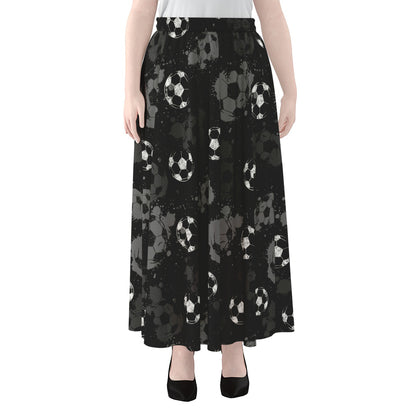 Grunge Soccer Ball Pattern Print Chiffon Maxi Skirt