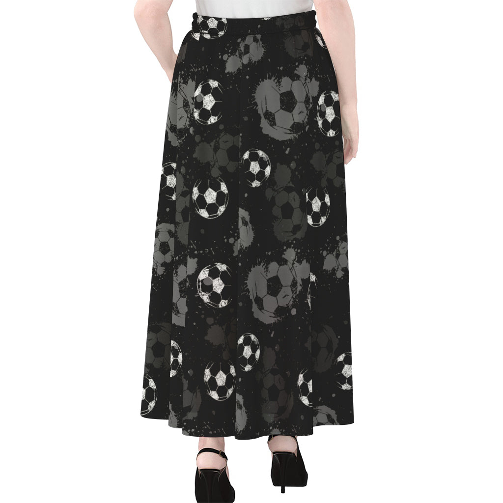 Grunge Soccer Ball Pattern Print Chiffon Maxi Skirt