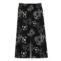 Grunge Soccer Ball Pattern Print Cotton Front Slit Maxi Skirt