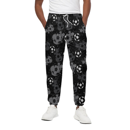 Grunge Soccer Ball Pattern Print Cotton Pants