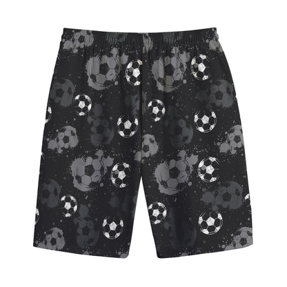 Grunge Soccer Ball Pattern Print Cotton Shorts