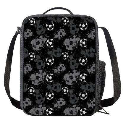 Grunge Soccer Ball Pattern Print Crossbody Lunch Bag