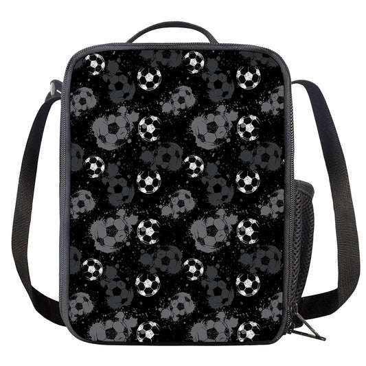 Grunge Soccer Ball Pattern Print Crossbody Lunch Bag