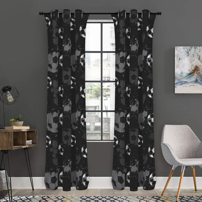 Grunge Soccer Ball Pattern Print Curtain