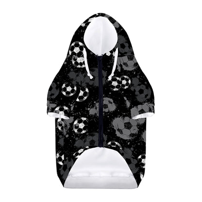 Grunge Soccer Ball Pattern Print Dog Zip Up Hoodie