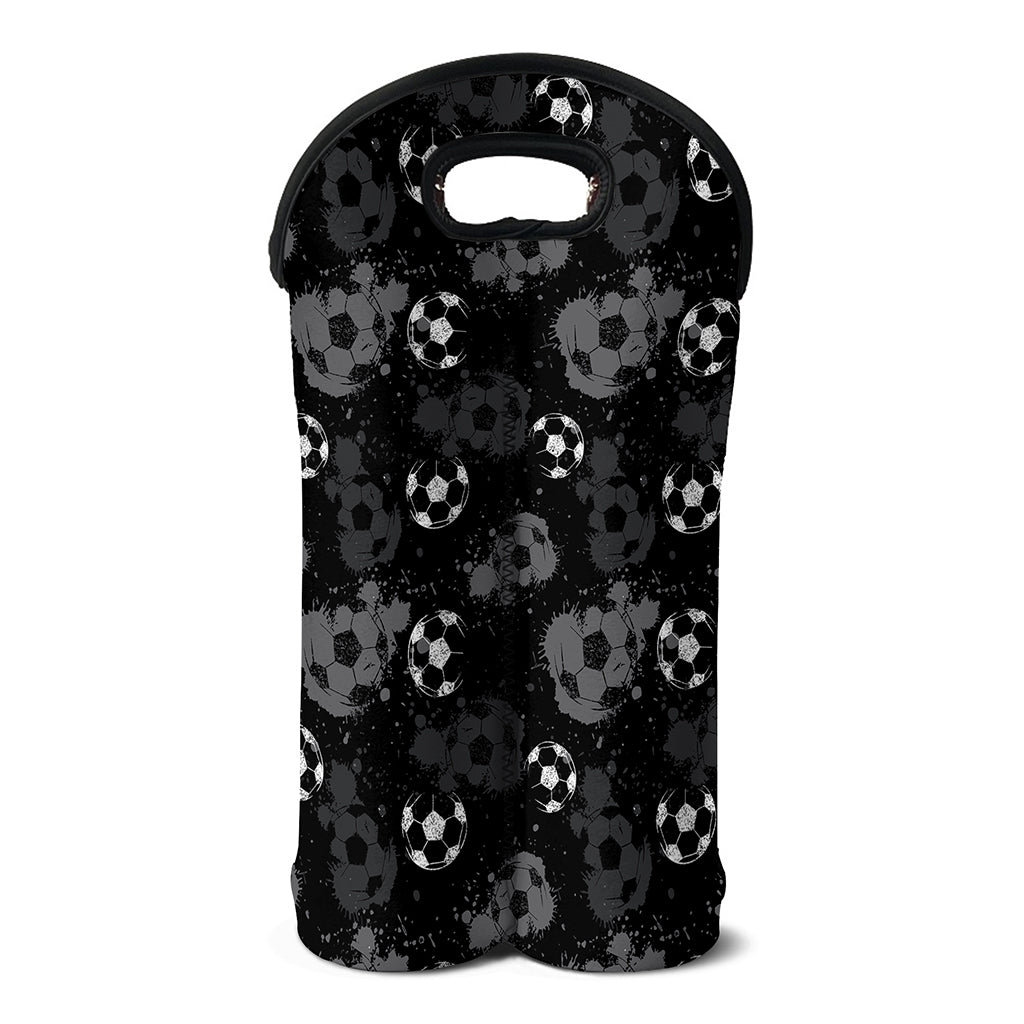 Grunge Soccer Ball Pattern Print Double Neoprene Wine Tote