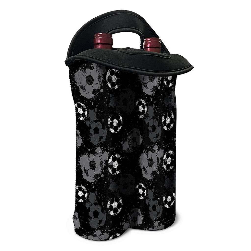 Grunge Soccer Ball Pattern Print Double Neoprene Wine Tote