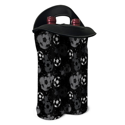 Grunge Soccer Ball Pattern Print Double Neoprene Wine Tote