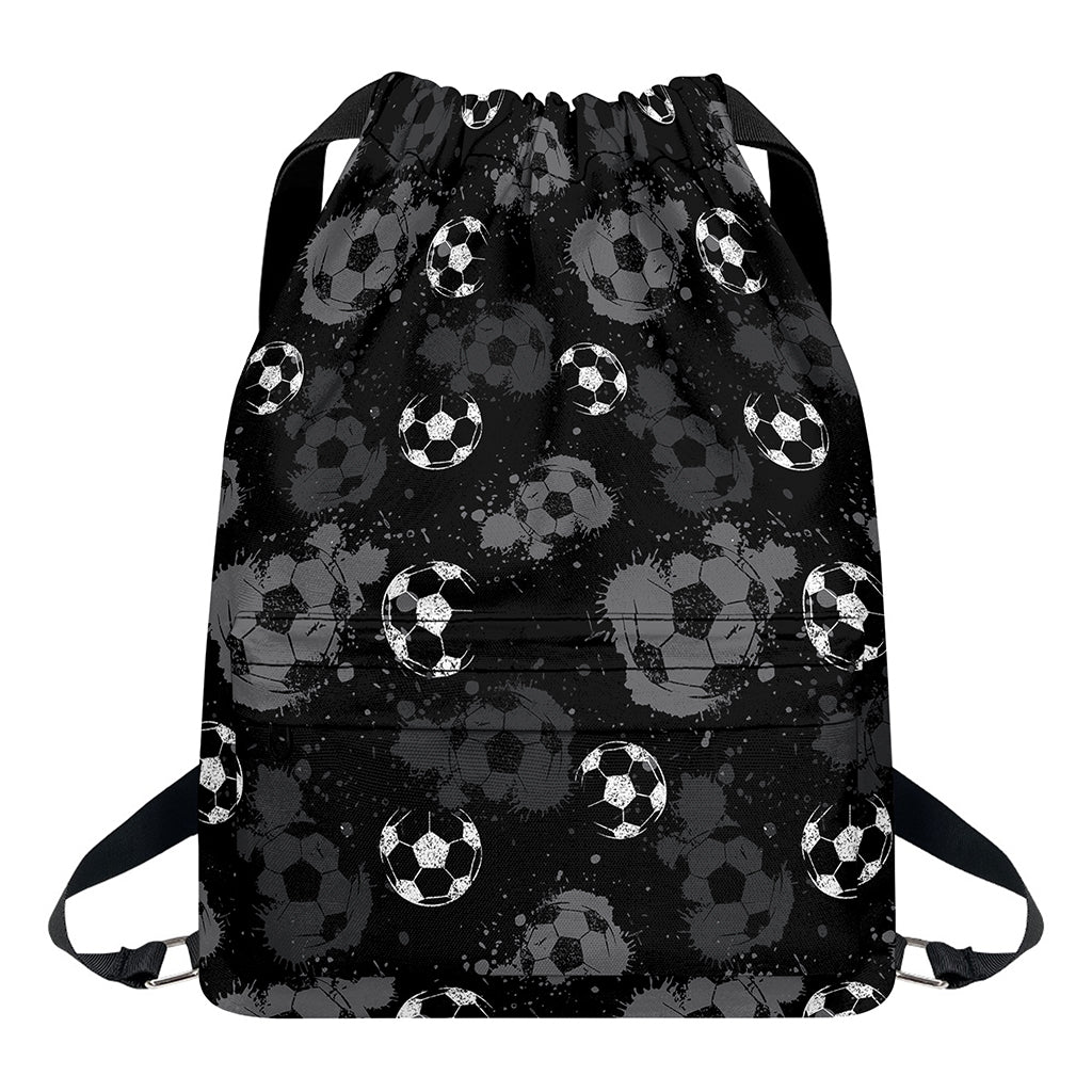 Grunge Soccer Ball Pattern Print Drawstring Backpack