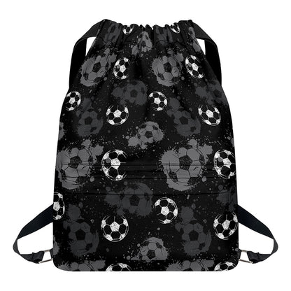 Grunge Soccer Ball Pattern Print Drawstring Backpack