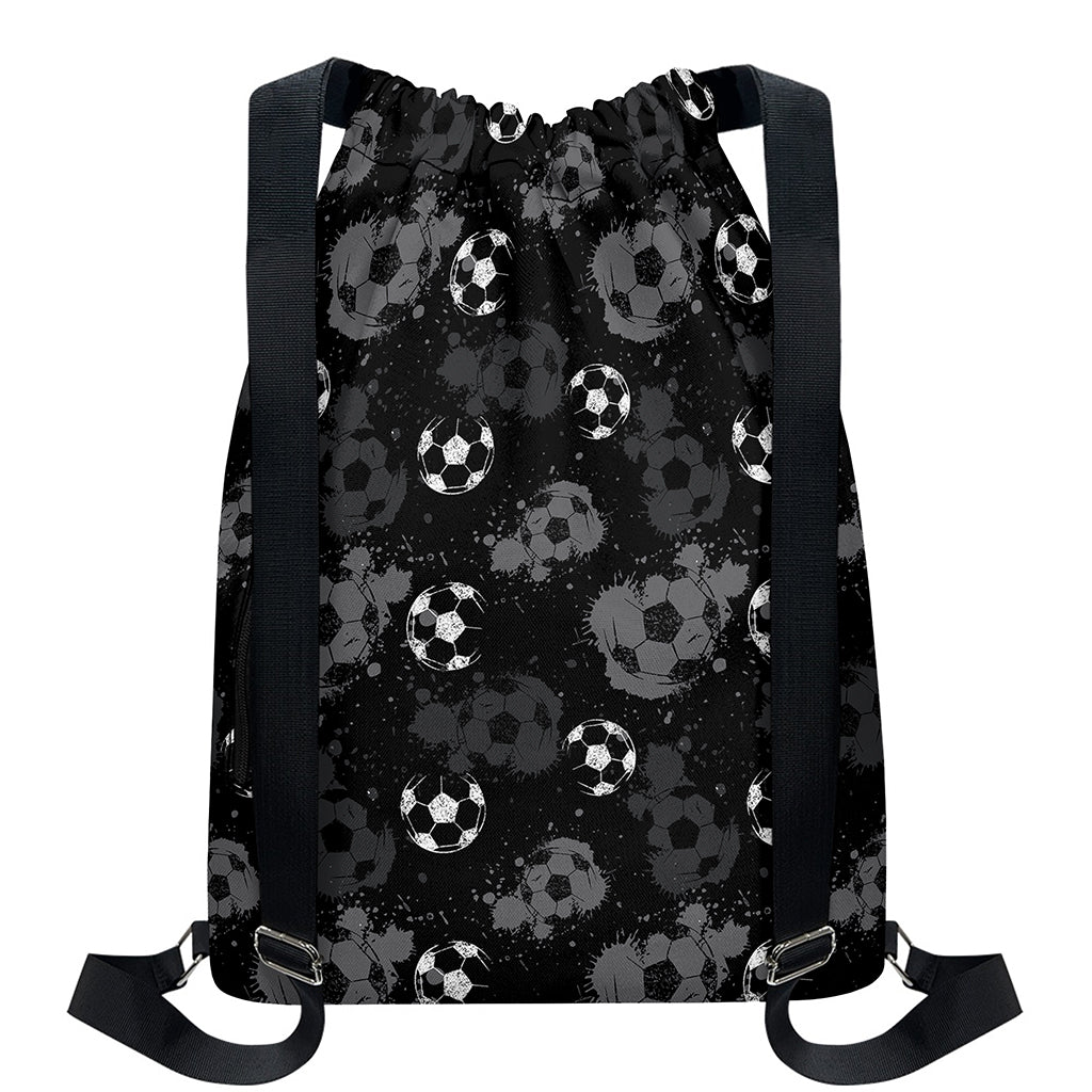 Grunge Soccer Ball Pattern Print Drawstring Backpack
