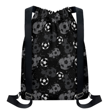 Grunge Soccer Ball Pattern Print Drawstring Backpack