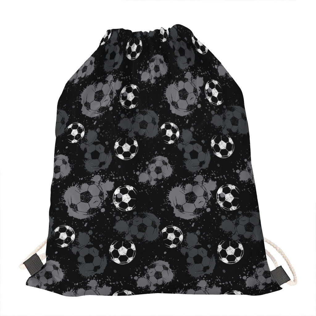 Grunge Soccer Ball Pattern Print Drawstring Bag
