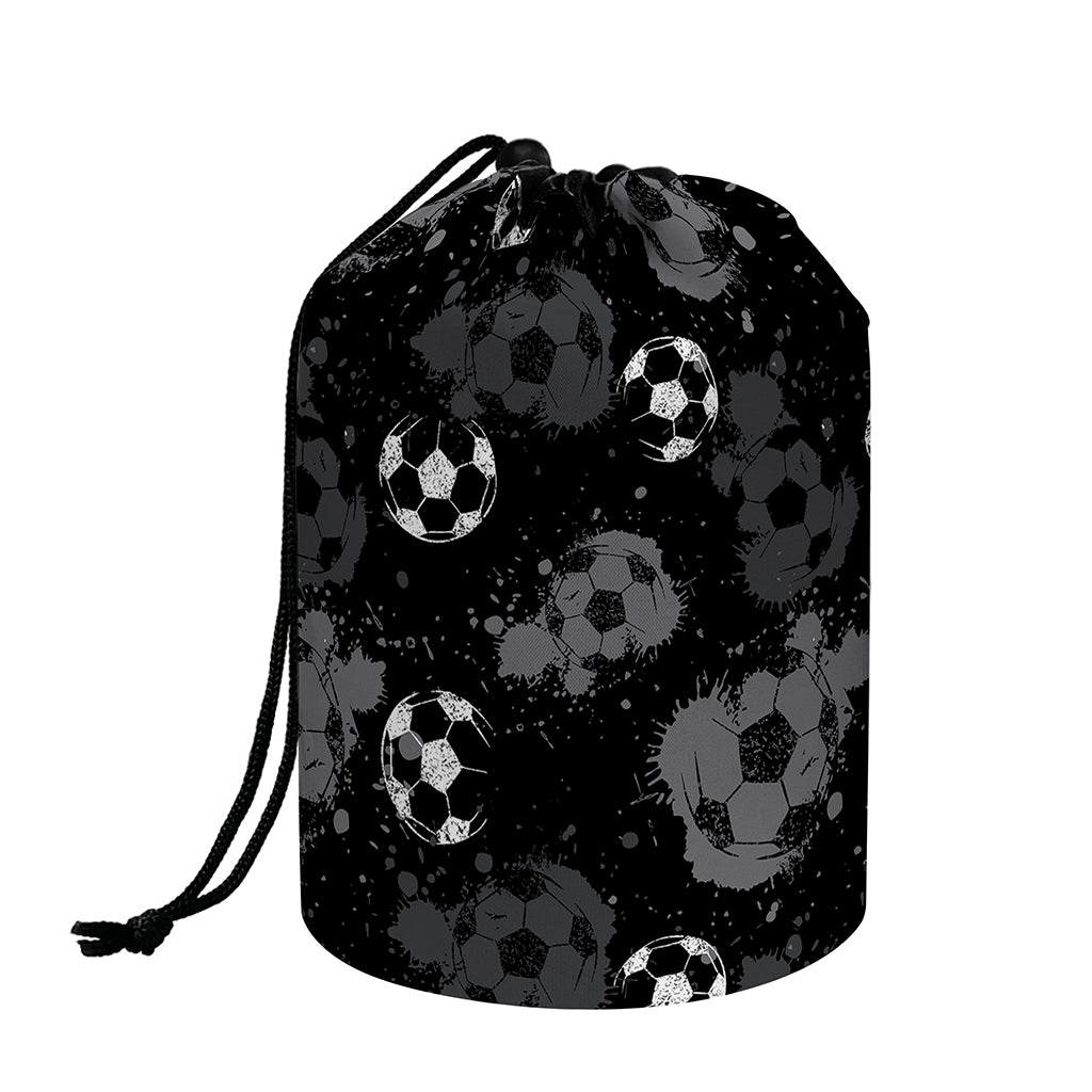 Grunge Soccer Ball Pattern Print Drawstring Makeup Bag