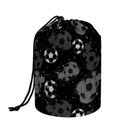 Grunge Soccer Ball Pattern Print Drawstring Makeup Bag