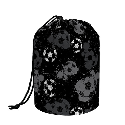 Grunge Soccer Ball Pattern Print Drawstring Makeup Bag