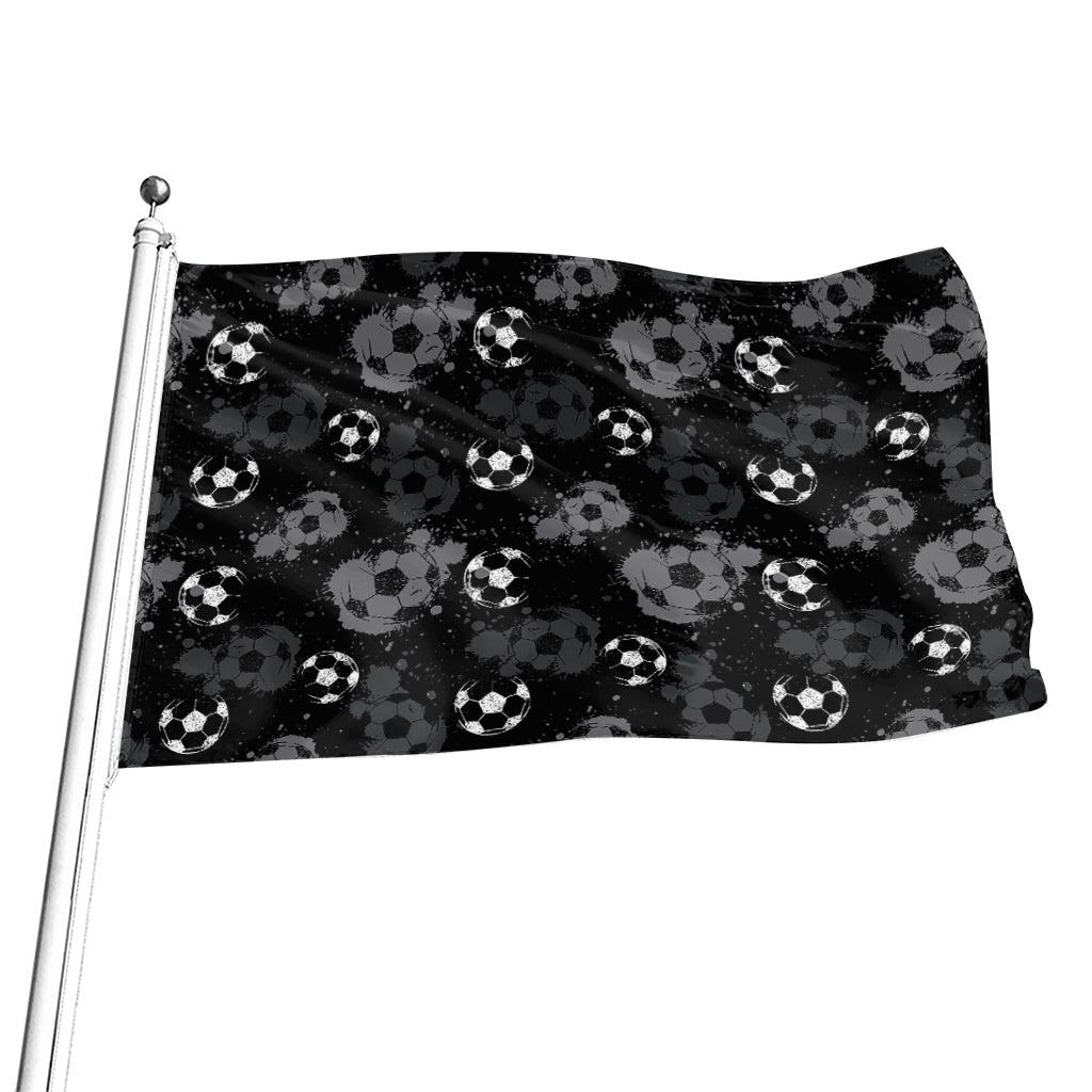 Grunge Soccer Ball Pattern Print Flag