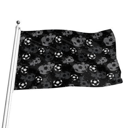 Grunge Soccer Ball Pattern Print Flag