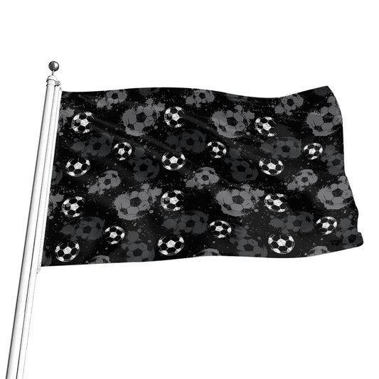 Grunge Soccer Ball Pattern Print Flag