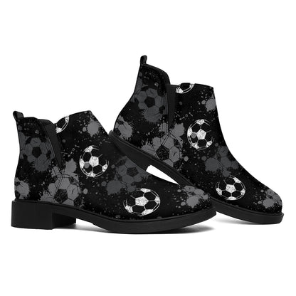 Grunge Soccer Ball Pattern Print Flat Ankle Boots
