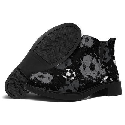 Grunge Soccer Ball Pattern Print Flat Ankle Boots