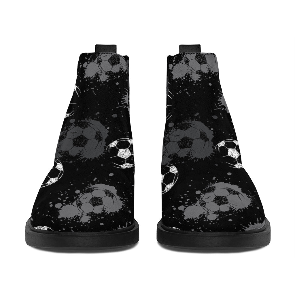 Grunge Soccer Ball Pattern Print Flat Ankle Boots