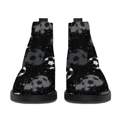 Grunge Soccer Ball Pattern Print Flat Ankle Boots