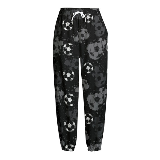 Grunge Soccer Ball Pattern Print Fleece Lined Knit Pants