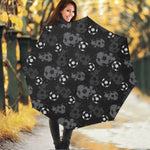 Grunge Soccer Ball Pattern Print Foldable Umbrella