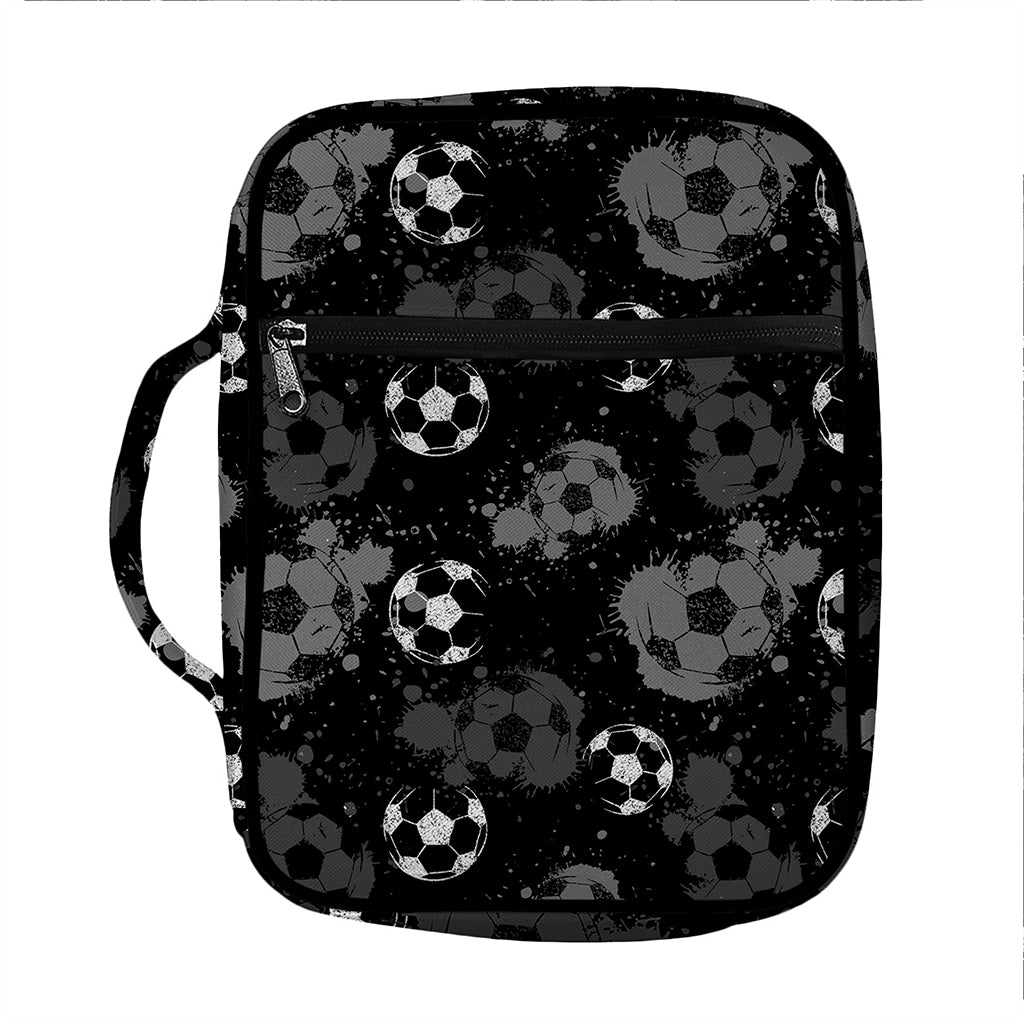 Grunge Soccer Ball Pattern Print Front Pocket Bible Bag