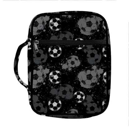 Grunge Soccer Ball Pattern Print Front Pocket Bible Bag