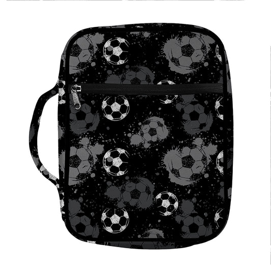 Grunge Soccer Ball Pattern Print Front Pocket Bible Bag