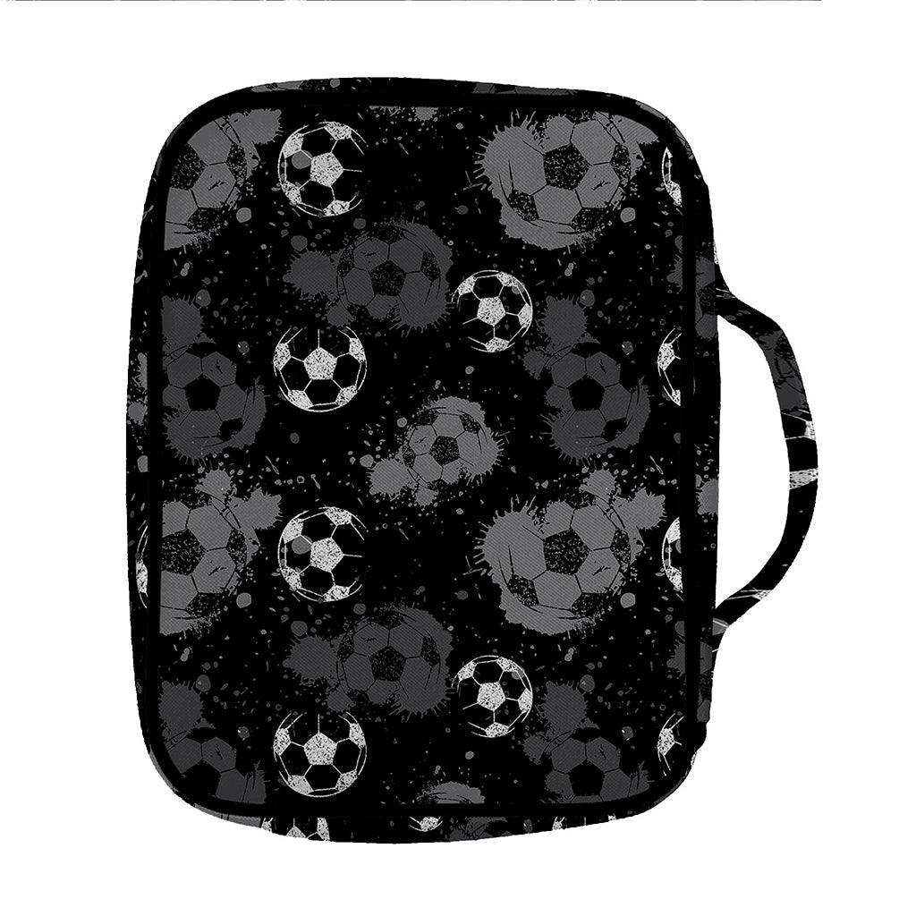 Grunge Soccer Ball Pattern Print Front Pocket Bible Bag