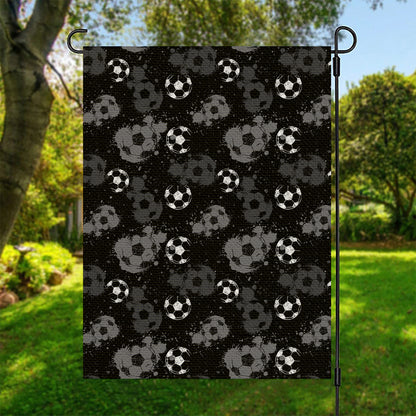 Grunge Soccer Ball Pattern Print Garden Flag