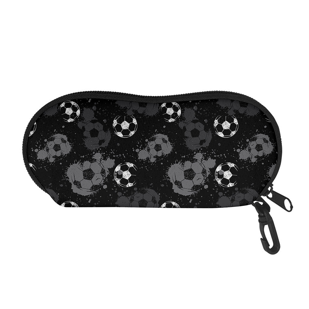 Grunge Soccer Ball Pattern Print Glasses Case