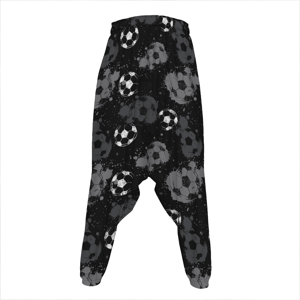 Grunge Soccer Ball Pattern Print Hammer Pants